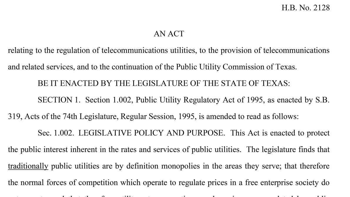 Deregulation of telecommunications passes in a PUCT sunset bill.